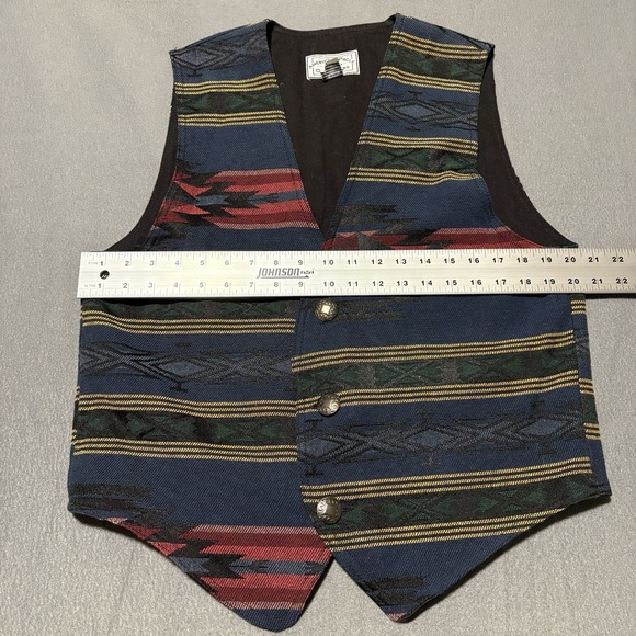 Vintage Tapestry Vest L Crop Cut Buckle Cinch Southwestern Artsy Aztec Native - Picture 4 of 11